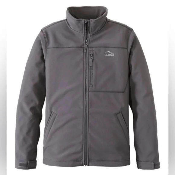 L.L. Bean Windproof Soft Shell Jacket Size Large In Alloy Gray Fleece Lined - Picture 1 of 13
